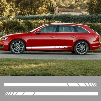 

2Pcs Car Side Stripes Stickers for Audi A3 A4 A5 A6 A7 Q3 Q5 B6 Vinyl Film Auto Sports Styling Decal DIY Car Tuning Accessories