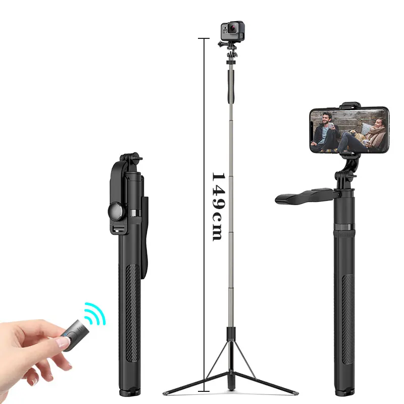 Roreta Hochwertiges neues 1,49 m großes Bluetooth-Selfie-Stick-Stativ. Faltbare Einbeinstative, universell für Gopro-Kameras für Smartphones_voghion.com