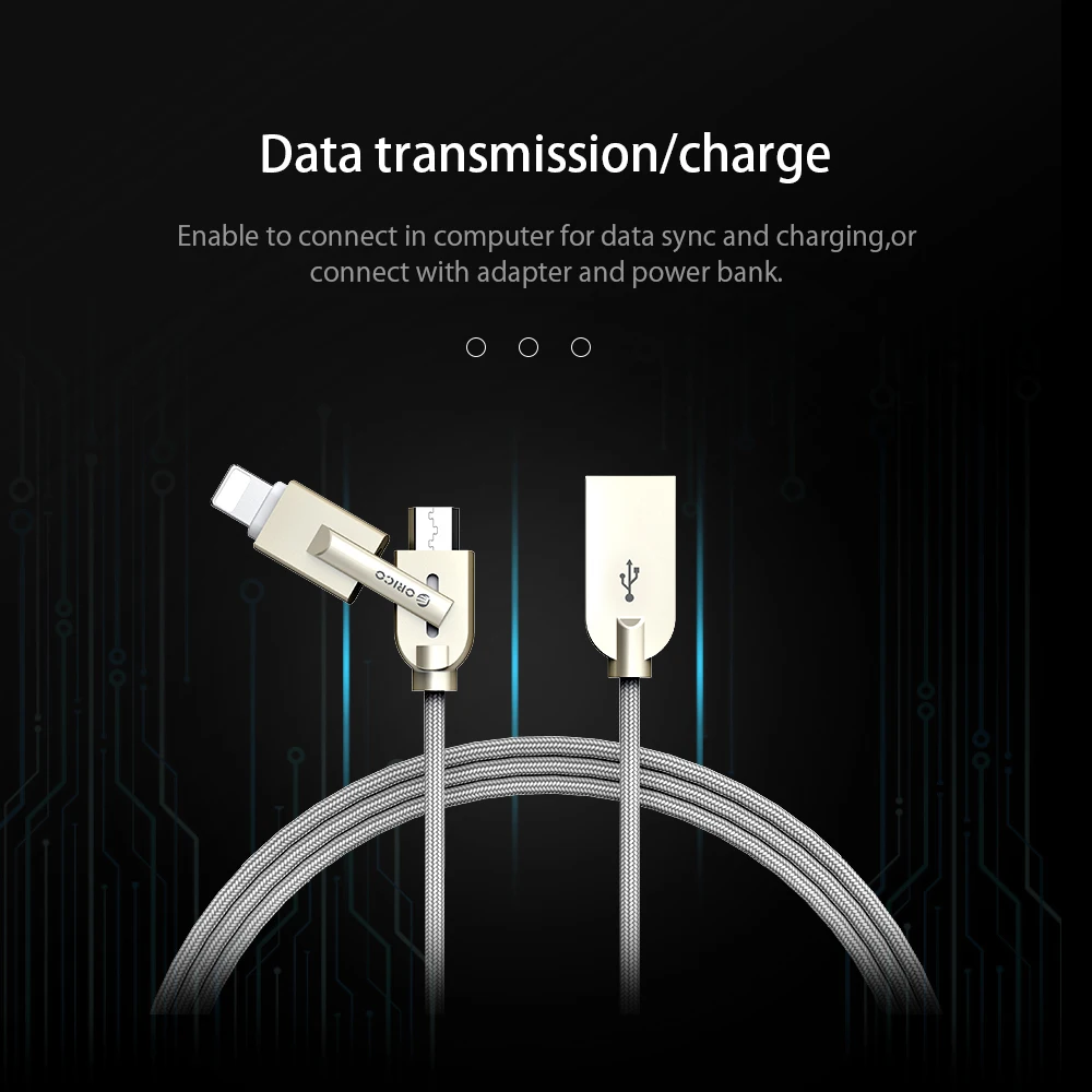 ORICO 2 в 1 взаимный обмен данными между компьютером и периферийными устройствами с разными условиями освещения и микро USB кабель для зарядки и синхронизации c-типа изоляция шнур для iPhone, iPad, Android устройств с Цинковым Сплавом Материал