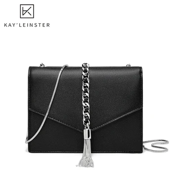 

Black Leather Women Crossbody Bag Designers Tassel Luxury Shoulder Bags Simple Small Flap Messenger Purse Fashion Famale Bag