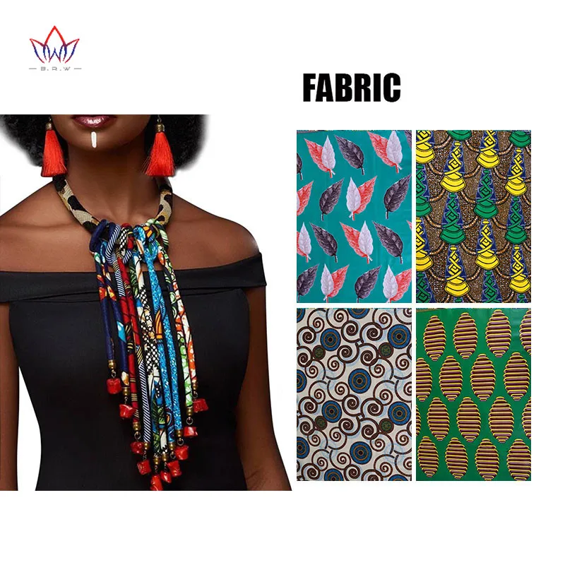 Африканская печать ожерелье Анкара печать Ожерелье Африканские Этнические ювелирные изделия ручной работы Африканские Украшения из ткани для женщин SP012 - Цвет: 4