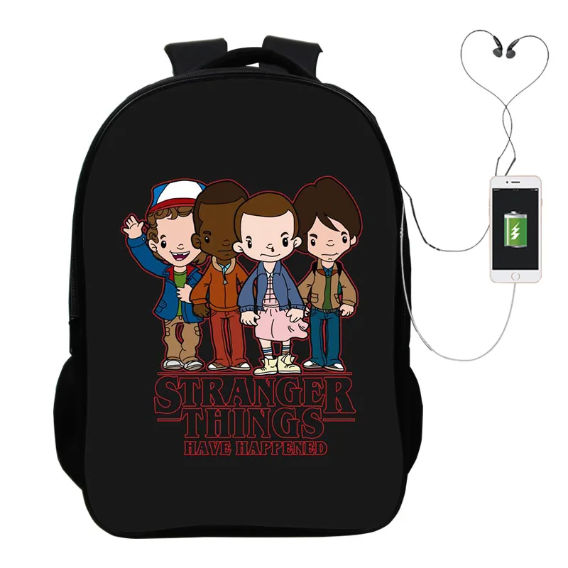 Usb-кабель для зарядки из сериала очень странные рюкзак для девочек-подростков для учеников, мальчиков и девочек книжная сумка подарок-сюрприз рюкзак детский, школьная сумка, Mochila - Цвет: photo colour