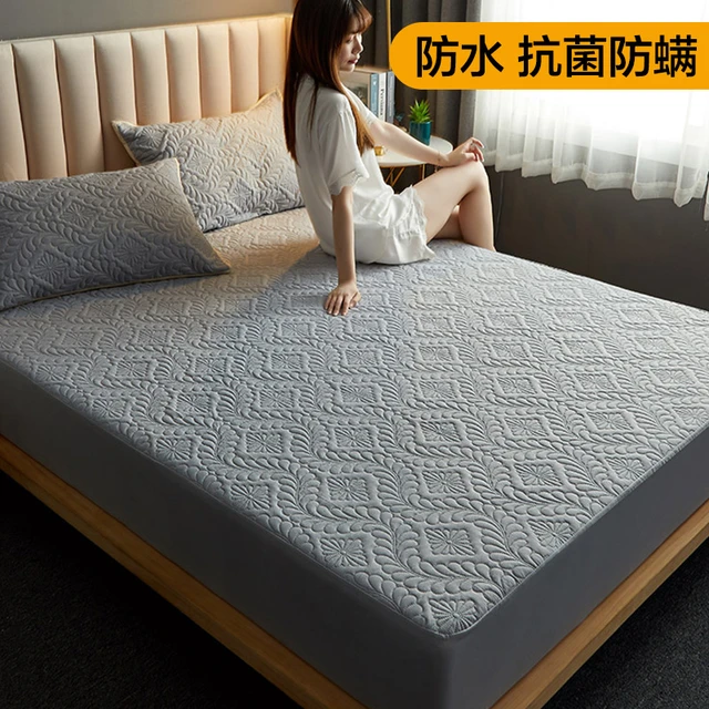 Washable Fashion Cotton Solid Color Waterproof Bed Sheet Bedspread Urine  Breathable Protective Cover Non-slip Mattress Pad - AliExpress