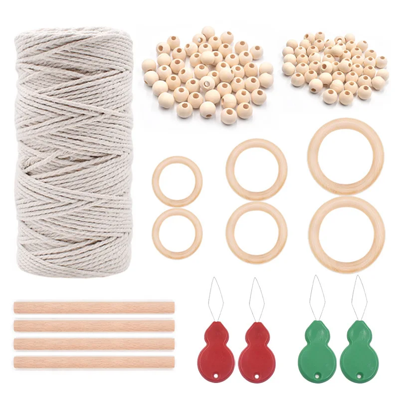 New Cotton Rope Wooden Wooden Bead Crafts Combination Set Wooden Stick  Tapestry DIY Accessories Material Can Be Customized - AliExpress