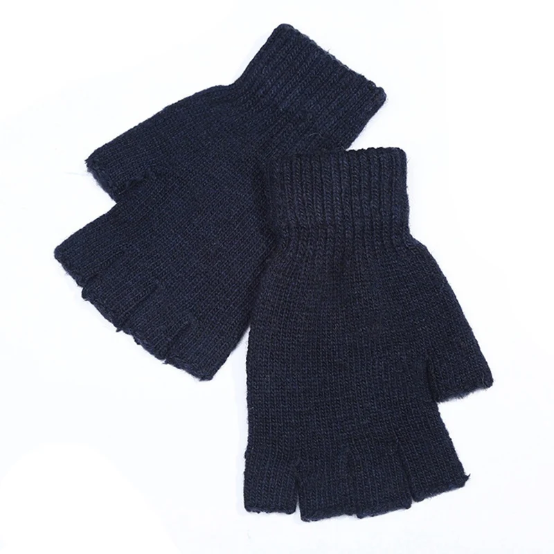 NV Autumn And Winter Men's Riding Knit Gloves Wool Warm Gloves Students Half Finger Acrylic Fashion Fingerless Gloves - Цвет: NV