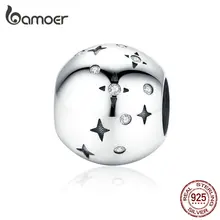 Bamoer Серебряный 925 Круглый Металлический Бисер для женщин, ювелирное изделие, звездное небо, Шарм для оригинального браслета, ювелирные изделия DIY SCC1370