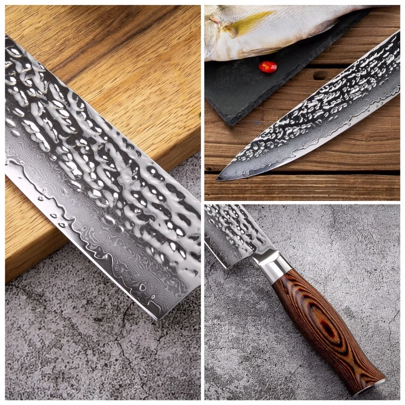 1pc, Professional Chef Knife, 8 Inch Damascus Kitchen Knives Of Japanese  VG-10 Stainless Steel ,Ultra Sharp Blade And Ergonomic Handle, Stain  Resistan