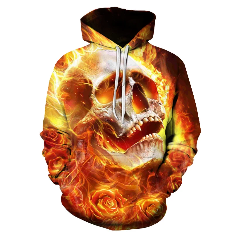 

Creative Men's 3D Printing Hooded Sweatshirt Skull Head Hoodie Fall/Winter Fashion Hoodie Pullover