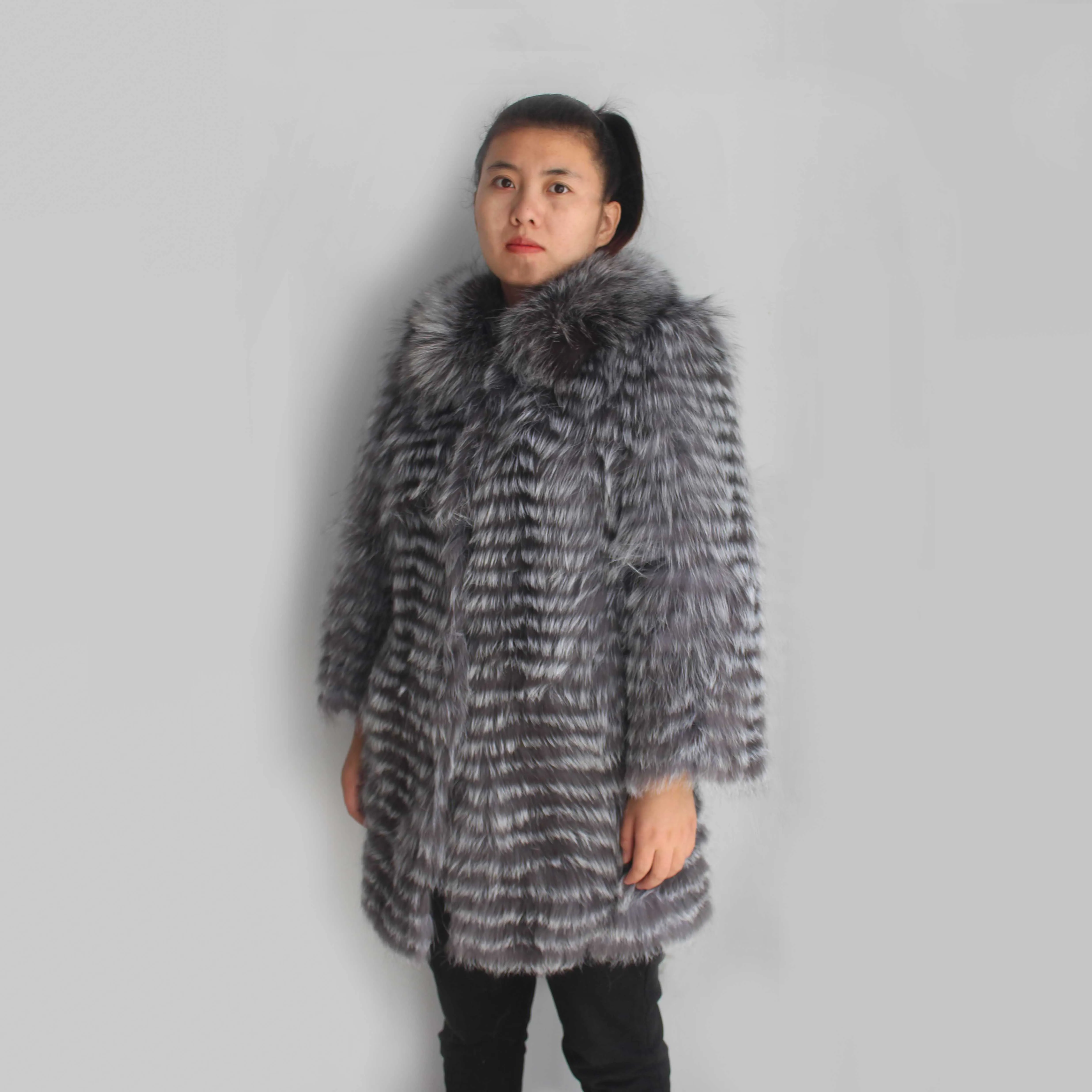 Linhaoshengyue натуральный Лисий мех пальто Длина 80 см с воротником
