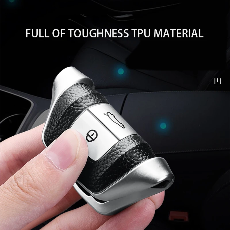 TPU + Leather Car Remote Key Case Cover Holder Shell For Geely Emgrand X7 EX7 Coolray-Auto Styling Fob Accessories key case key case cover car key shell anti lost keychain car key chain