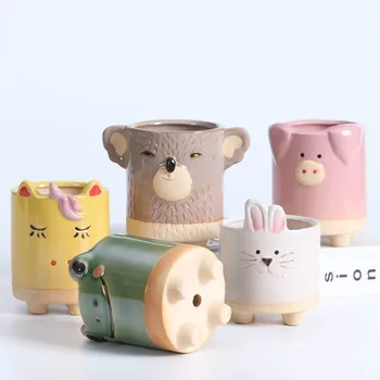 

Ceramic Animal Succulent Flower Pot Cartoon Plant Flower Pot Decoration Garden Seedling Nursery Desktop Decorative Vase