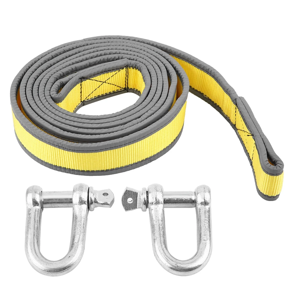 4M 8 Tons Car Trailer Towing Rope Two sides equipped night vision light reflection strip U-shape Hooks For Truck SUV | Автомобили и