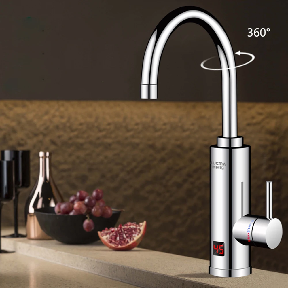 

3000W Instant Electric Water Heater Faucet with Temperature Display Fast Heating Electric Warer Heater Tap Kitchen Bathroom 220V
