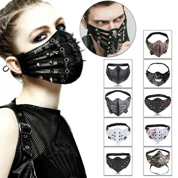 

1pcs Mouth Mask Cover Punk Black Motorcycle Punk Hallowin Cosplay Style Metal Mask Fashion Breathable Face Masks For Unisex
