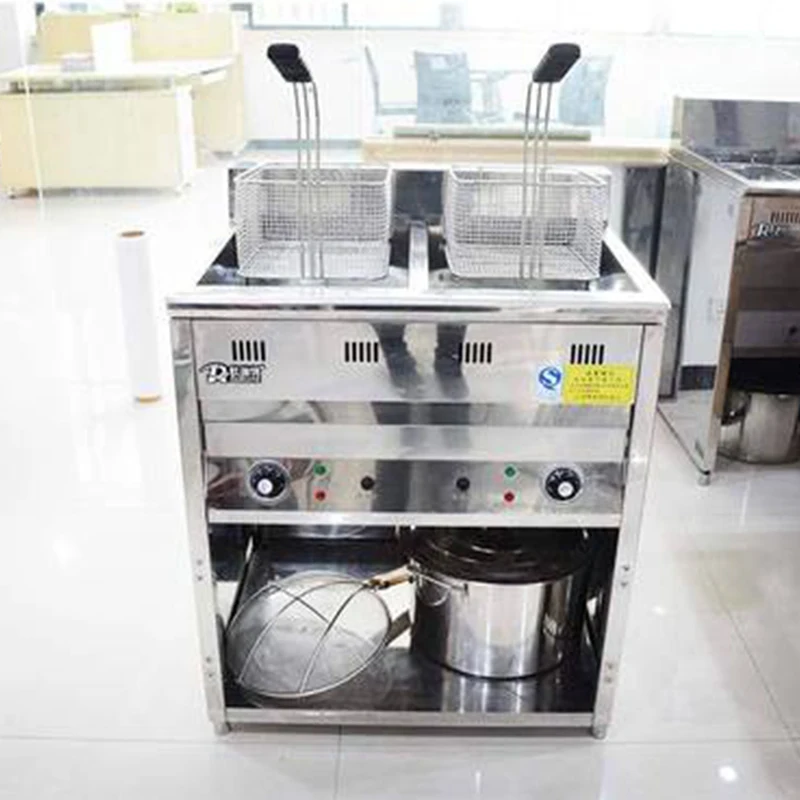 US $665.26 220V380V fryer Luxury Vertical Stainless Steel Commercial Equipment Double Cylinder Precise Temperature Control Electric Fryer