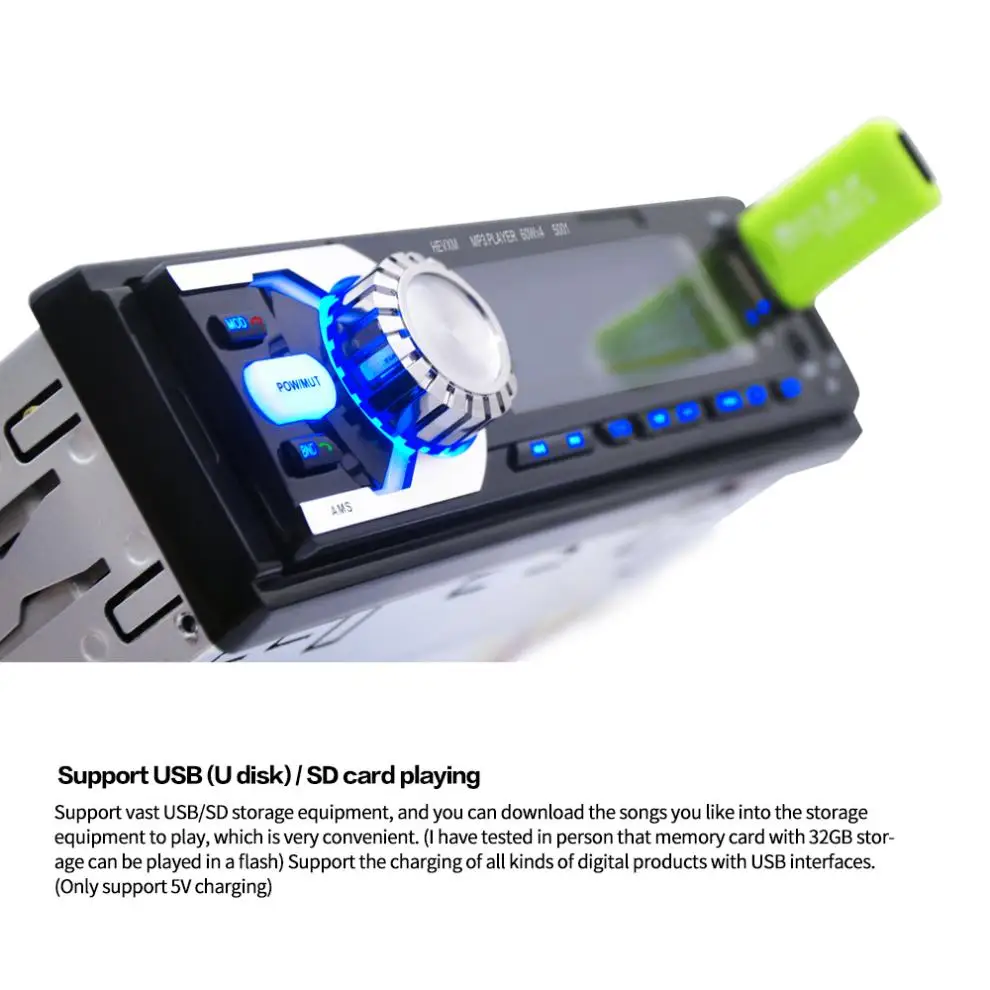 12 в 1 DIN в-dash Bluetooth светильник автомобильный стерео fm-радио MP3 аудио плеер Поддержка Hands-free Звонки Aux вход/SD/USB/MP3/MMC