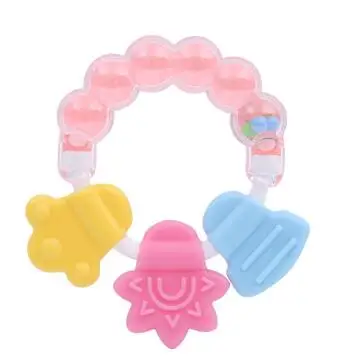 Safety Rattle& Teether for Baby Boys Girls Child Teether Beads Infant Baby Chewbeads Handle Pink Green Blue Available teethers