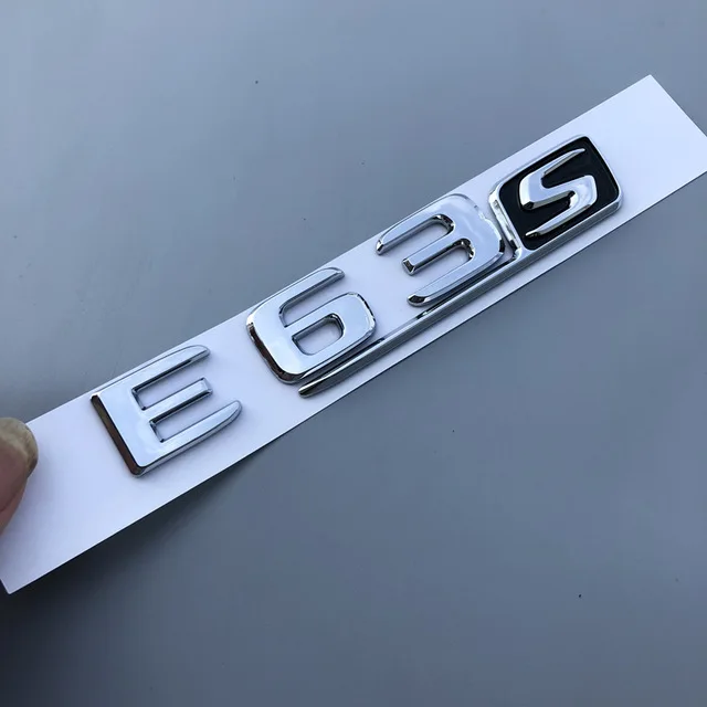 Эмблема, автомобильный Стайлинг, наклейка на багажник для Mercedes Benz AMG GTR C63S E63S GLC63S GLE63S, длинный R, S, значок, буквенная эмблема, черный, красный, серебристый - Цвет: chrome E63S