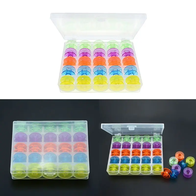 Практичная разноцветная пластиковая катушка пустые катушки красочные катушки для швейных машин с прозрачным прозрачный чехол Коробка для хранения