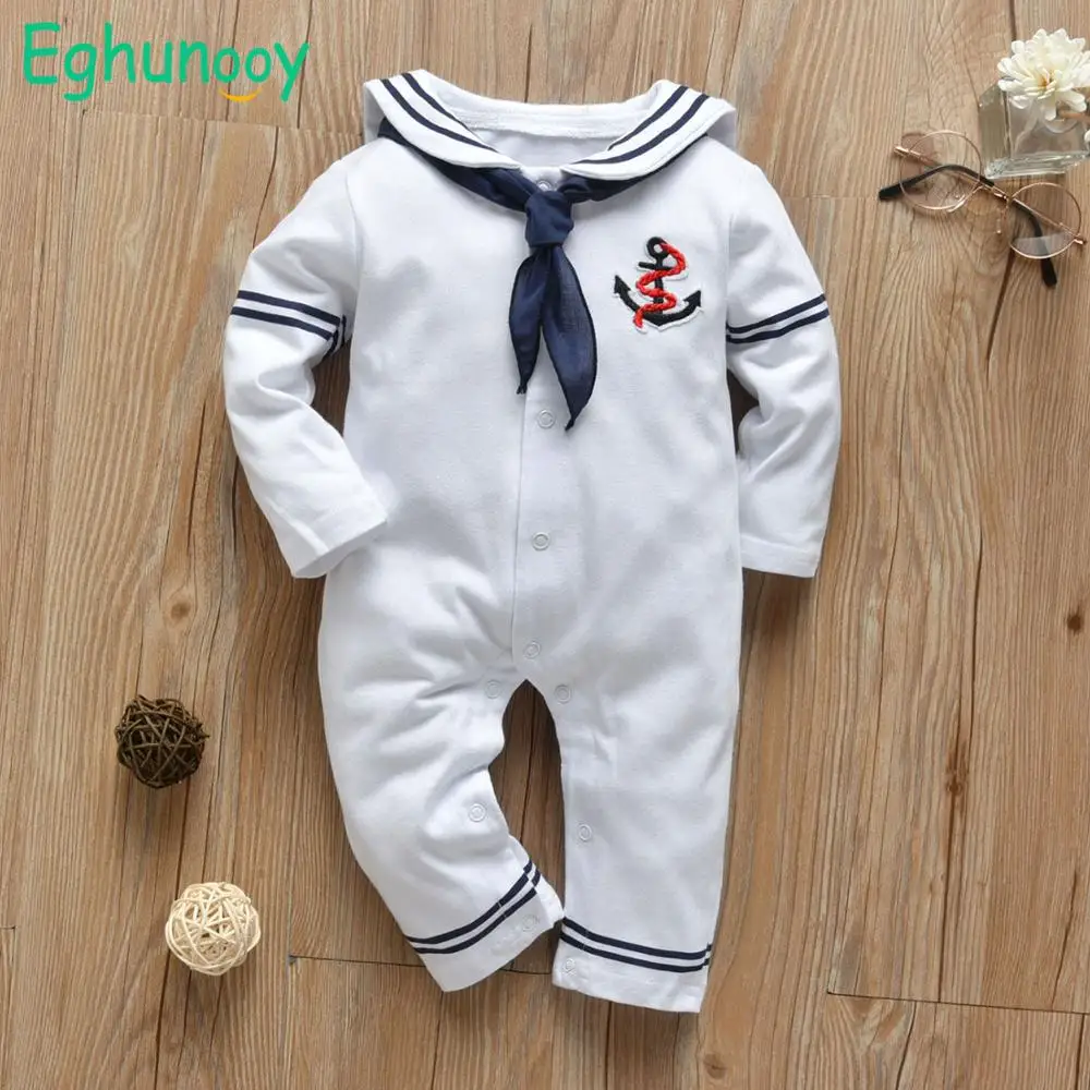 Infant Clothing Jumpsuit Sailor-Uniforms Romper White Navy Newborn Baby-Boy-Girl Unisex