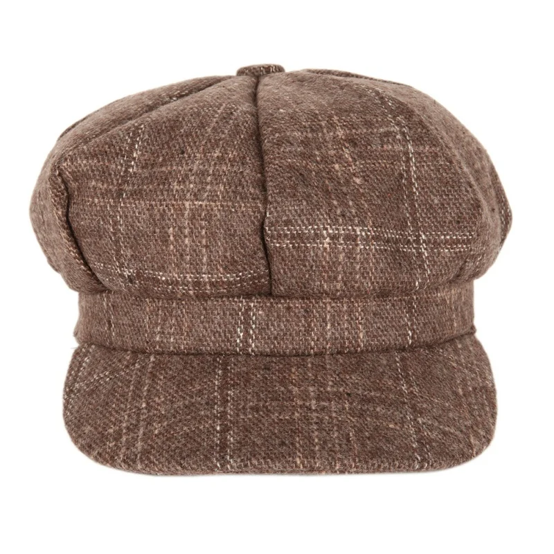 Новинка, кепка для бега, клетчатый берет, осень и зима, для мужчин и женщин, красивая новая восьмиугольная кепка в стиле ретро, британская эмалированная шапка для художника
