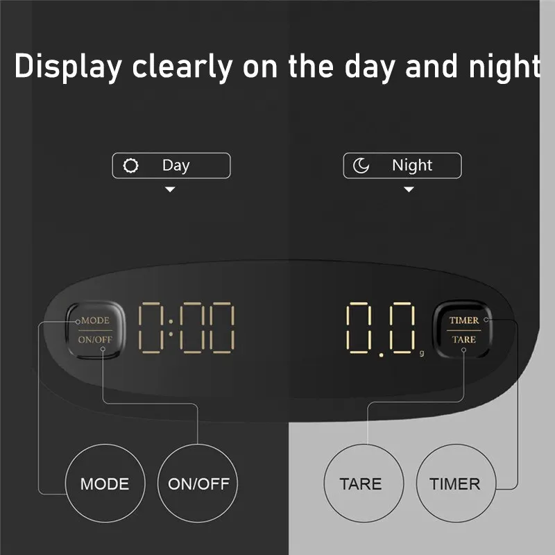US $20.65 Coffee Scale Smart Digital Scale Pour Coffee Electronic Drip Kitchen Scale Coffee Scale With Timer 2kg 01g 
