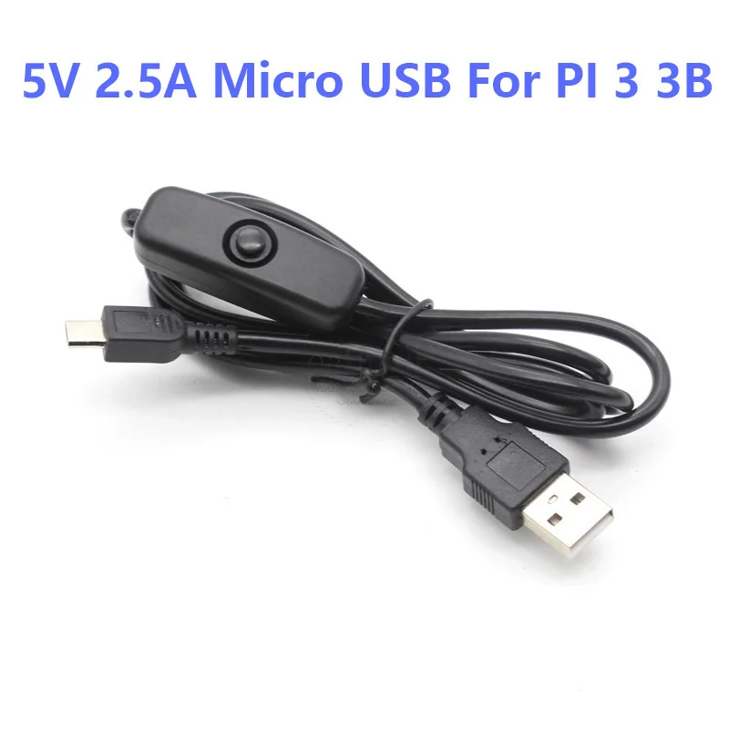 Raspberry Pi 3 3B USB в DC кабель 5 в 2.5A Micro USB кабель зарядное устройство Источник питания переменного тока для Raspberry Pi 4 4B 5 в 3A Тип C с переключателем - Цвет: For PI 3 3B 2.5A