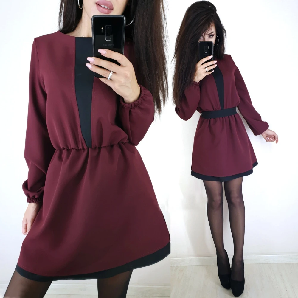 Новинка 2020 модное осеннее женское платье трапециевидной формы с длинным рукавом