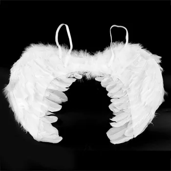 

45x35cm Fairy Angel Wings White Feather Fancy Dress Costume Halloween Party Event Supplies Fashion Dresses for Baby Girls