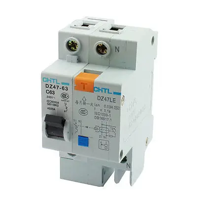 AC 240V 63A 4500A 4 винта Teminal Электрический протектор утечки выключатель