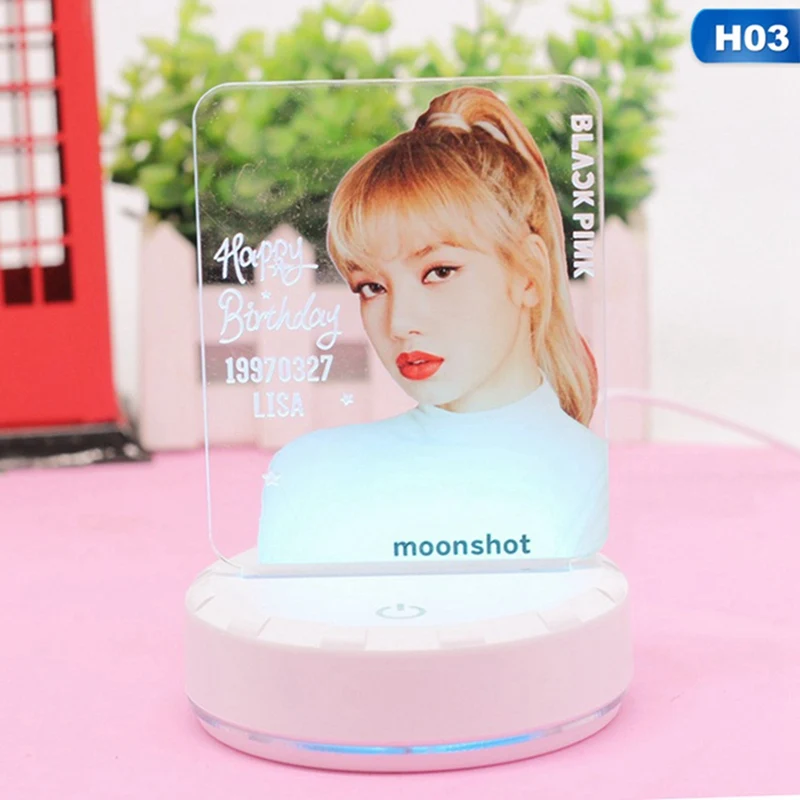 H03 1 комплект Blackpink членов Красочный светодиодный ночник Kill This Love настольная лампа вентиляторы поддержка подарки Канцелярский набор - Цвет: H03