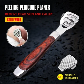 

Wood Handle Foot Care Pedicure Machine Hard Skin Cutter Cuticle Remover Shaver Blades Tool