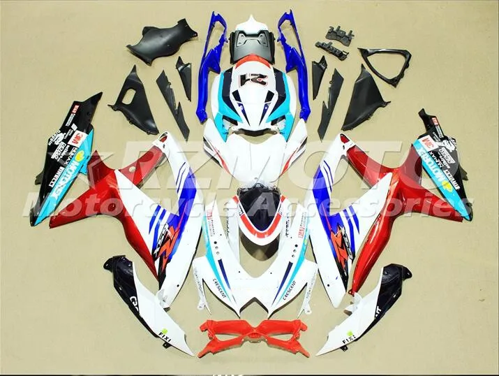 ACE наборы ABS впрыски обтекатели комплект подходит для SUZUKI GSX-R600 GSX-R750 K8 2008 2009 GSX-R600 k8 08 09 красный белый красный p22