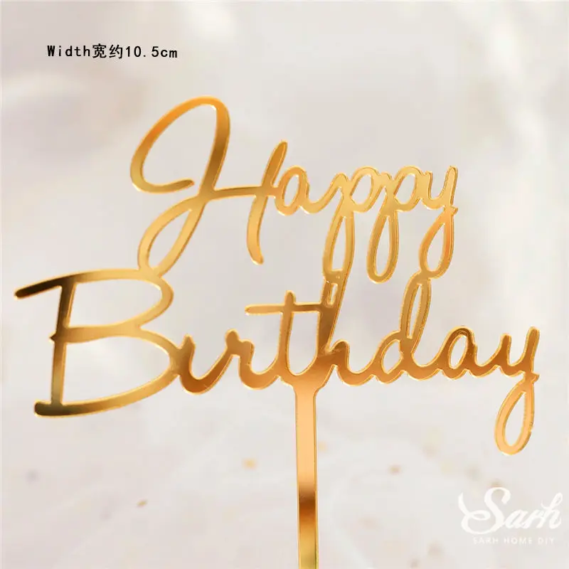 2 шт., золотой, черный, с надписью «Happy Birthday», «Oh Baby», крючок, топпер для торта, для выпечки, вечерние украшения, подарки на день Святого Валентина, юбилей, любовь - Цвет: 2pc birthday P