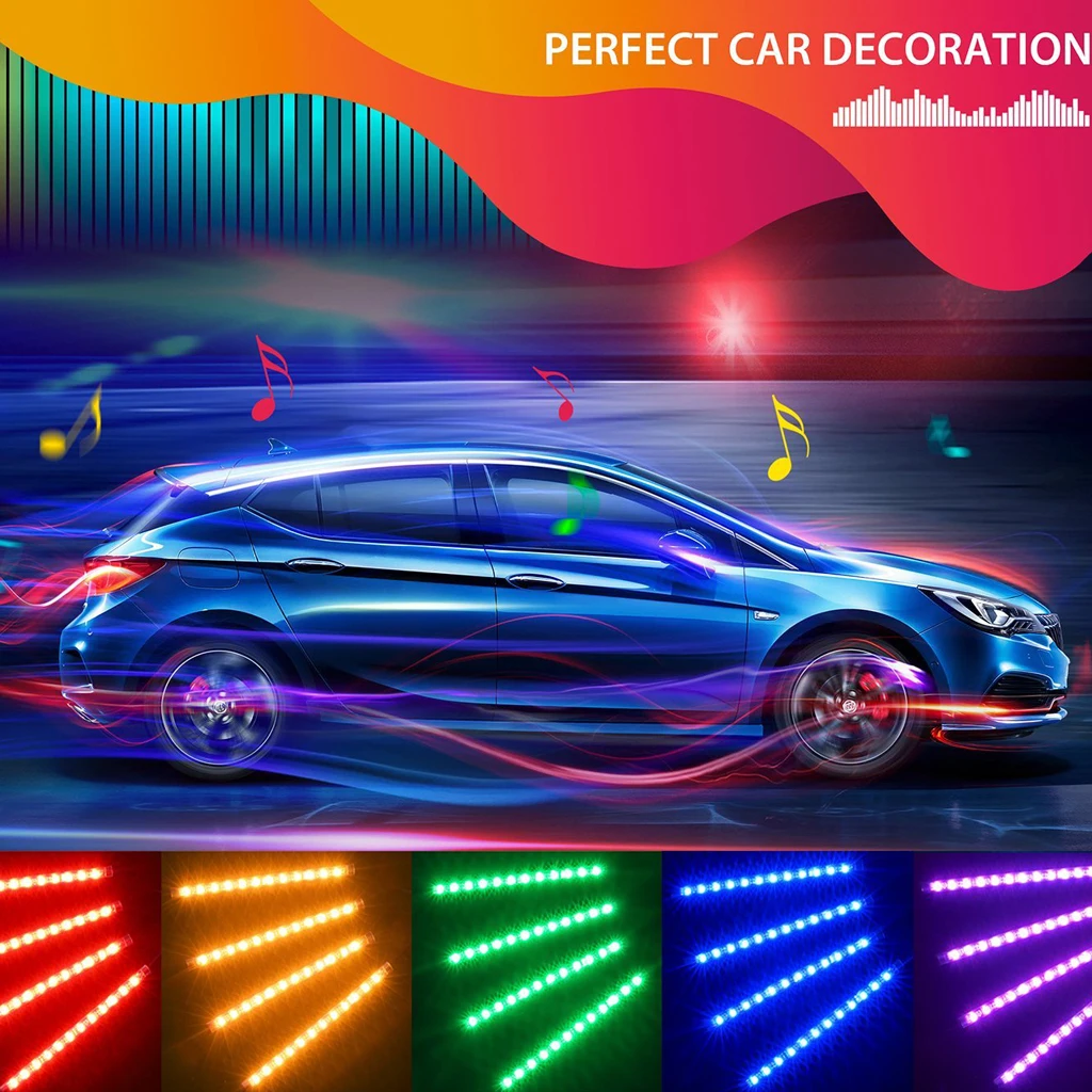 Car LED Strip Lights LED App Control Interior Lights Sound Active Function
