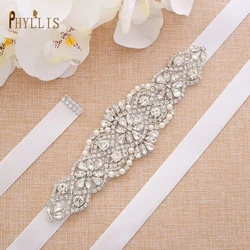 S03 Skinny Rhinestone Belt Bridal Sash Belt Wedding Accessories Bride Waist Sash for Dress Womens Diamond Formal Wear Belts
