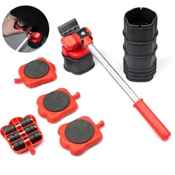 Conjunto de movimentador de móveis, ferramenta de mão, 5 peças, levantador de móveis, grosso, rolo de roda