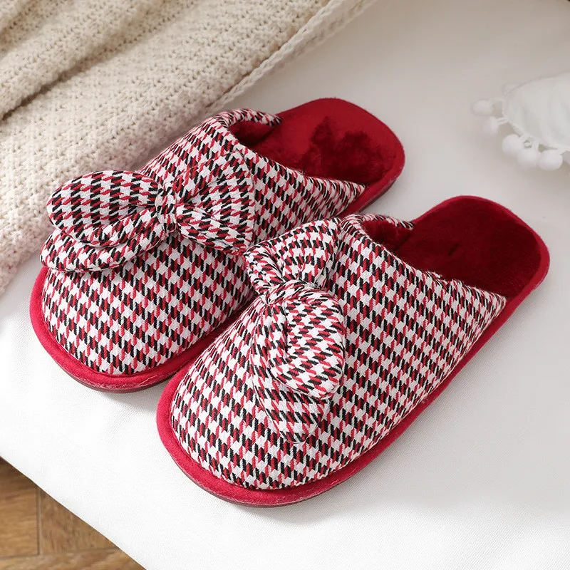 Winter Men Slippers Butterfly-knot Warm Indoor Flips Flops New Fashion Platform Male Slides Non-slip Flat Home Comfortable