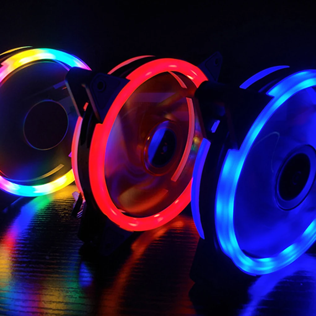 

12CM LED RGB Lights PC Computer Fan Anti-Vibration Rubber Heatsink Cooler CPU Cooling Fan
