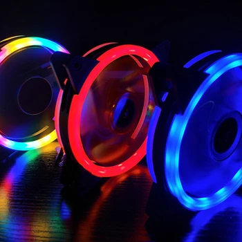 

12CM LED RGB Lights PC Computer Fan Anti-Vibration Rubber Heatsink Cooler CPU Cooling Fan