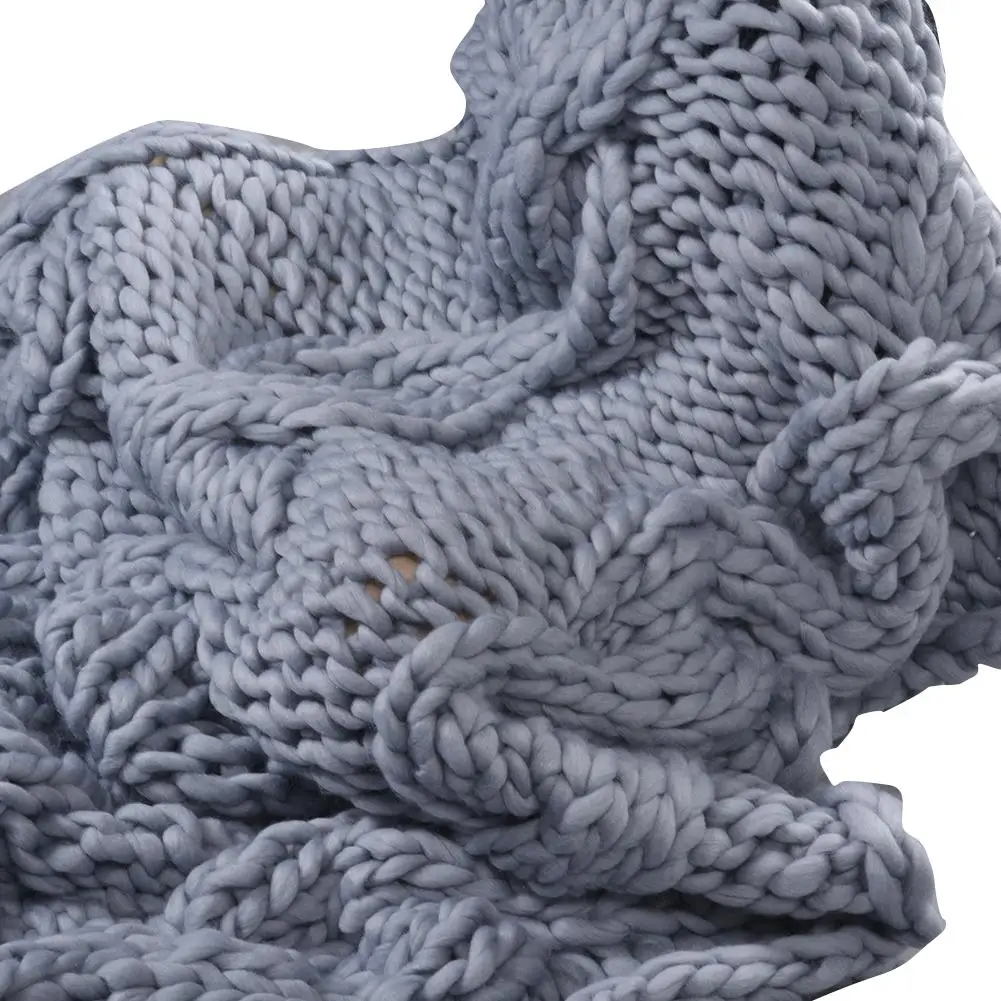 

Handmade Sofa Blanket Knitted Thick Large Pet Bed Mat Rug For Living Room Solid Color Bedspread Plush Blanket Sofa Warm Gifts