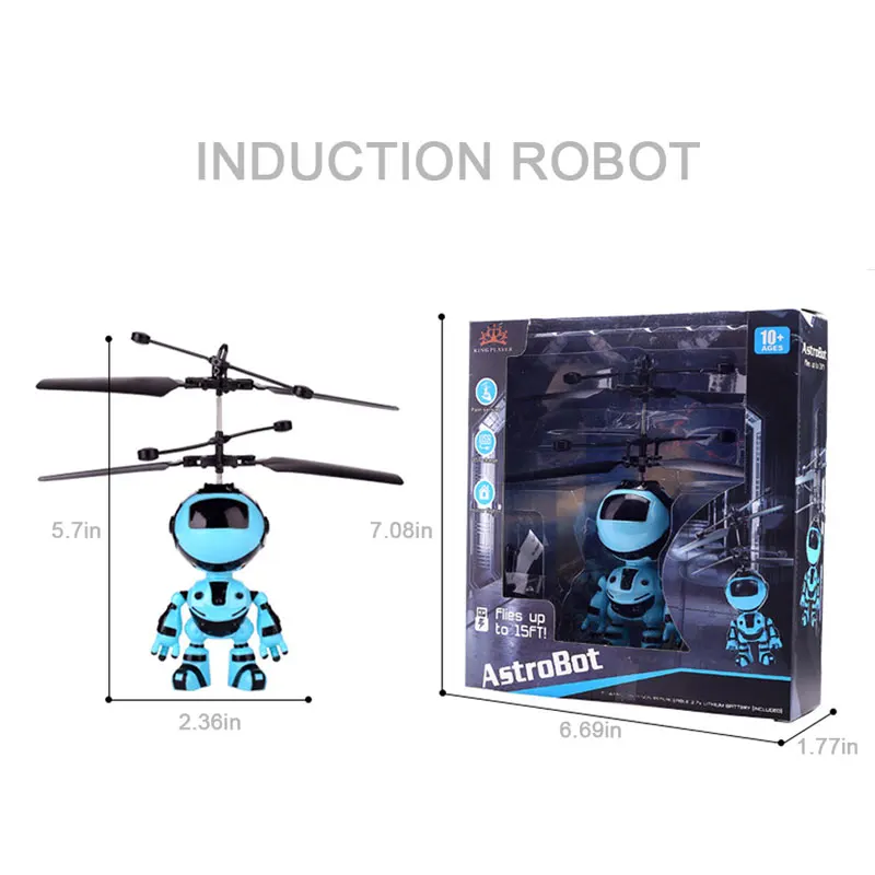 Hstore Life Induction Flying Robot Toy Built-in LED Light Helicopter Mini Induction Robot Helicopter with USB Charge Levitation Indoor & Outdoor Games for Children Christmas Birthday Present Gifts 