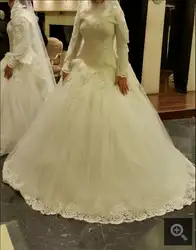 Свадебное платье мусульманское бальное платье с длинным рукавом Кружева Бисероплетение Цветы 2019 новый дизайн свадебное платье на заказ SH23