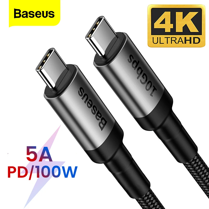 Кабель Baseus USB 3 1 Тип C к для MacBook Pro 100 Вт PD Быстрая зарядка 4 0 Для Samsung S10 Xiaomi Redmi K20 USBC