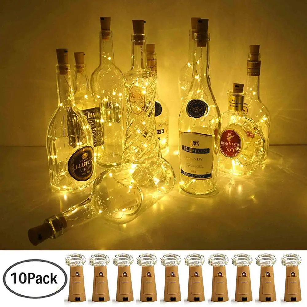 

10X 30 20 10LEDs 3M 2M 1M Cork Shaped LED String Light Copper Wire String Holiday Fairy Lights For Christmas Party Wedding Decor