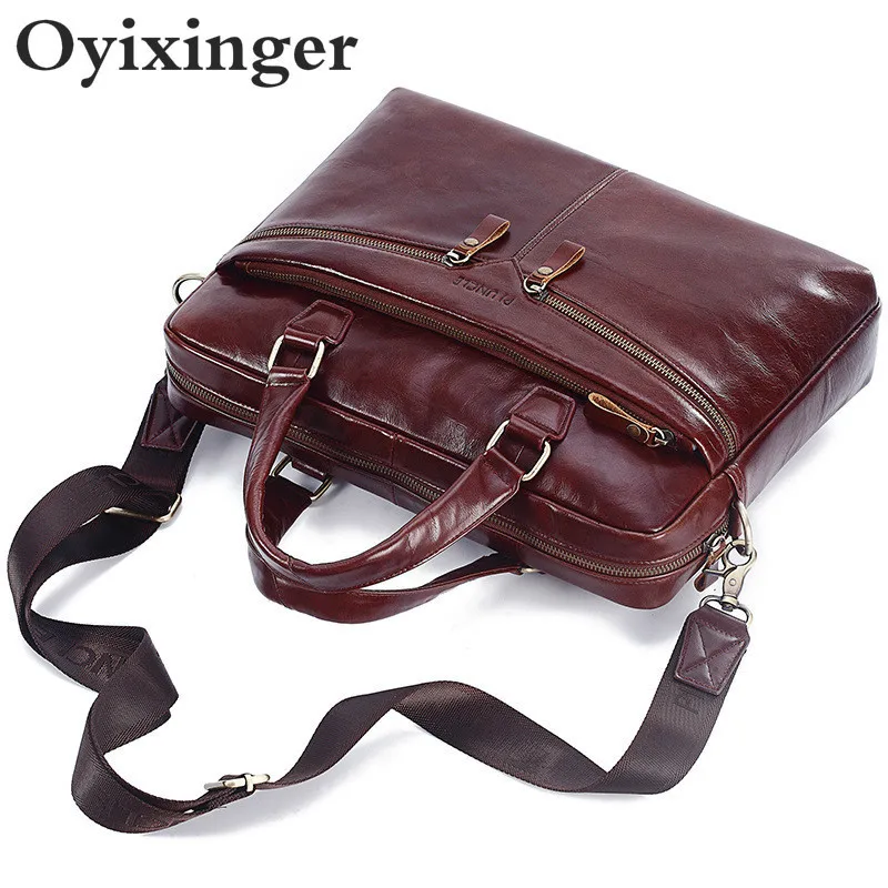 Сумки через плечо из воловьей кожи для мужчин, Сумки из натуральной кожи для ноутбука, Офисная сумка для компьютера, мужская сумка для ноутбука