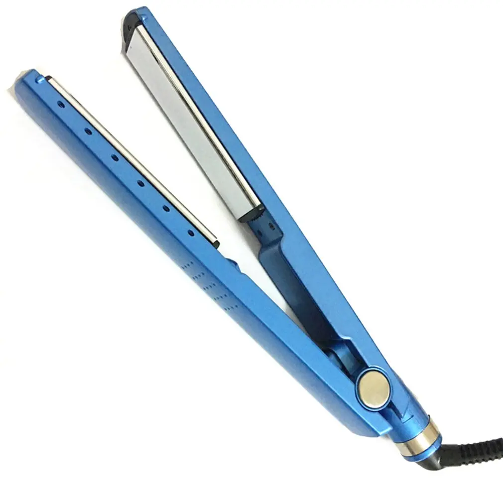 

Pro Nano Titanium Blue Flat Iron 1.25 Inch Iron magic comb Free Heat Barber Salon Hair Care Vent Tine Teeth Massage Hair brush