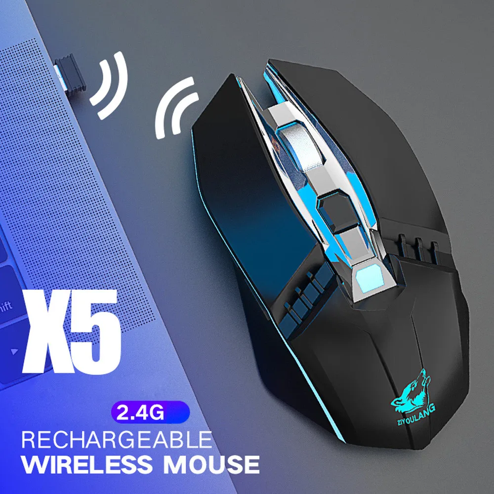 Компьютерная перезарядка X5 Беспроводная Бесшумная Usb оптическая эргономичная игровая мышь с подсветкой#40