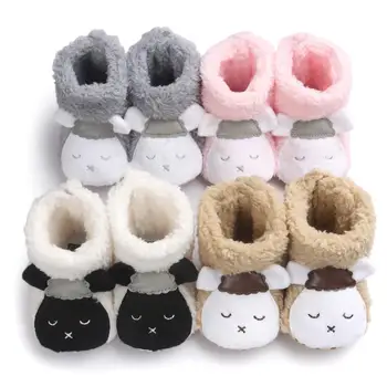 

cozy fleece unisex baby booties fashion autumn winter toddler infant shoes cartoon totem children's boots 0-18 months