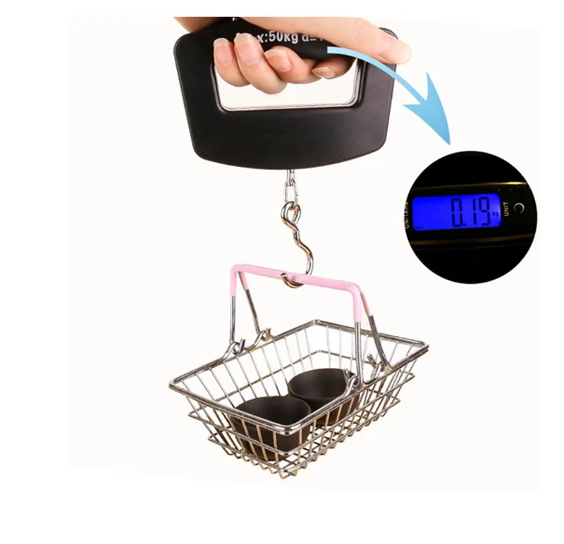 

50KG Digital LCD Display Portable Handheld Hook Hanging Electronic Scale Weighing Luggage Suitcase Scales Not Included Batteries